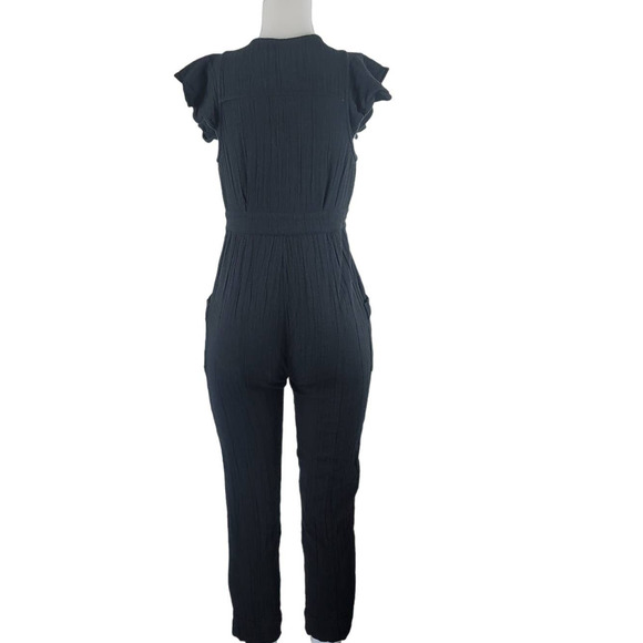 Free People Black Waist Tie Button Up Business Vacation Women Jumpsuit XS - Picture 3 of 4